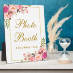 Plaque Photo Aquarelle Floral Rose or Mariage Photo Booth<br><div class="desc">Aquarelle Floral Rose Blush Or Mariage Photo Booth Table Plaque</div>