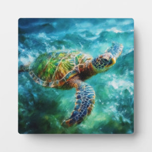 Plaque Photo Aquarelle Natation Tortue de mer