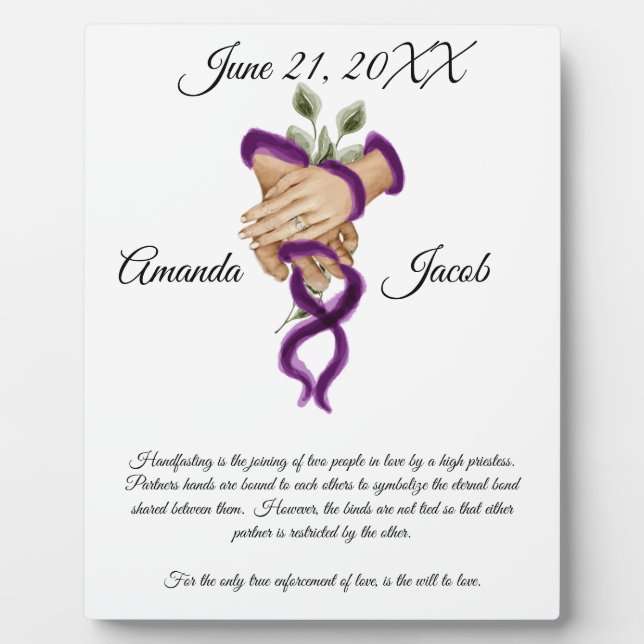Plaque Photo Aquarelle Purple Handfasting Art Mariage Keepsaké (Devant)