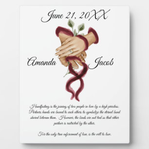 Plaque Photo Aquarelle Rouge Handfasting Art Mariage Keepsaké