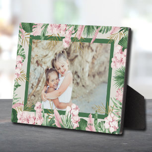 Plaque Photo Aquarelle tropicale Flore Bordure Photo Easel