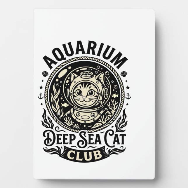 Plaque Photo Aquarium Chat de mer profond Graphique de chat drô (Devant)