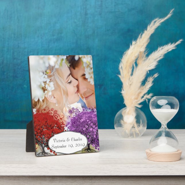 Plaque Photo Arbre à feuilles de coeur rouge (Côté)