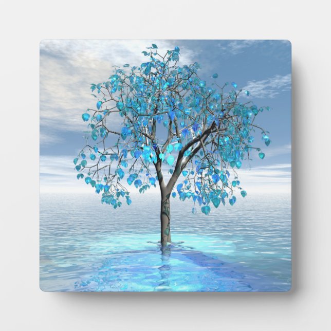 Plaque Photo Arbre Bleu Cristal (Devant)