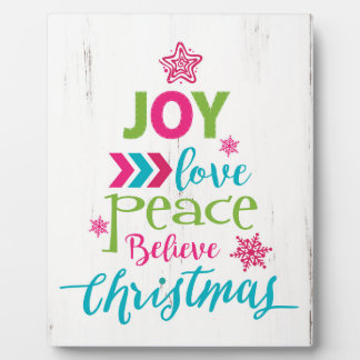 Plaque Photo Arbre de mots de Noël - Joie Amour Paix Croire