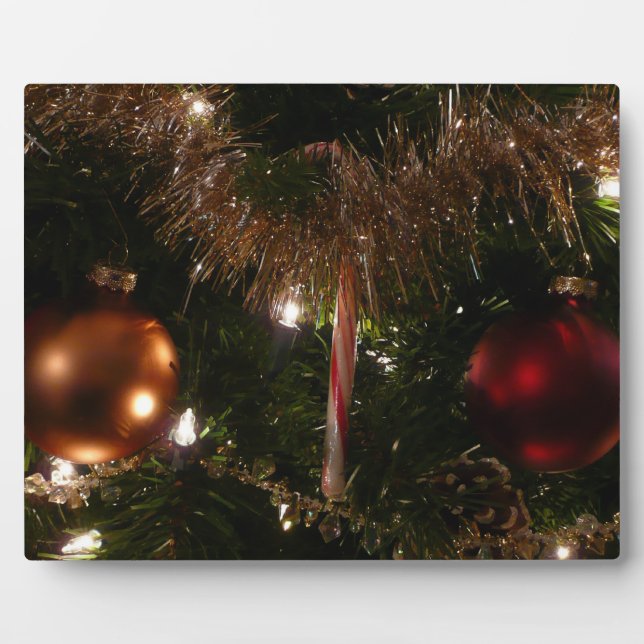 Plaque Photo Arbre de Noël II Vacances Rouge et Or (Devant)