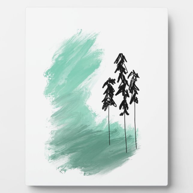 Plaque Photo Arbre vert scandinave art simple menthe moderne (Devant)