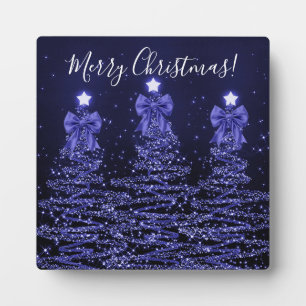 Plaque Photo Arbres de Noël élégants de vacances en bleu marine
