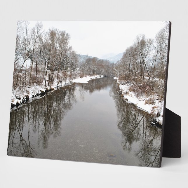 Plaque Photo Arbres se reflétant dans la rivière (Côté)