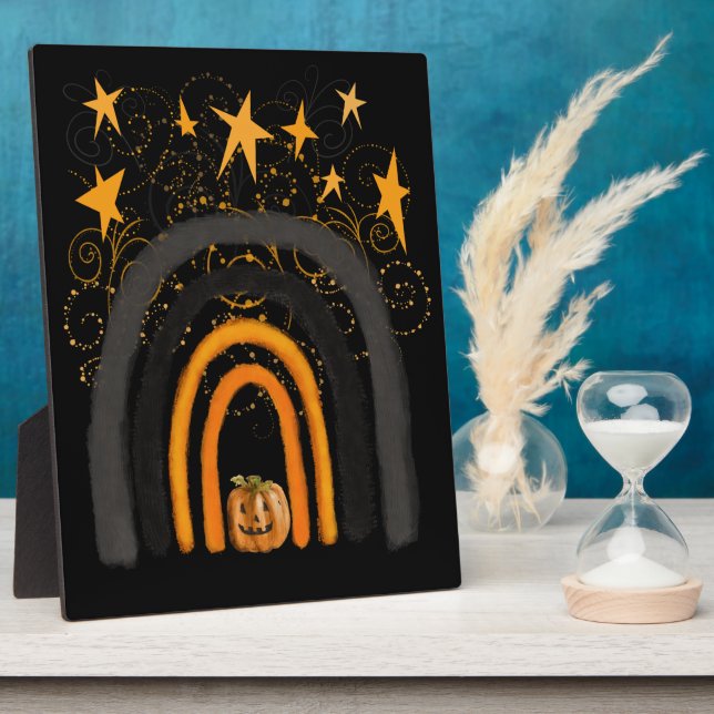 Plaque Photo Arc arc-en-ciel d'Halloween | Citrouille, tourbill (Côté)