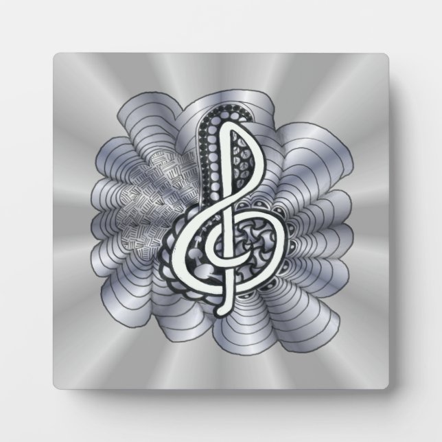 Plaque Photo Argent Clé Treble personnalisable (Devant)