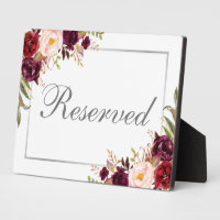 Argent Floral Bourgogne Réservé 5x7 Tableau
