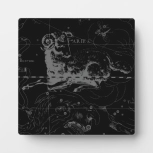 Plaque Photo Aries Constellation Hevelius Vintage sur Noir