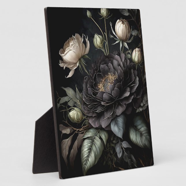 Plaque Photo Arrangement gothique Rose Fleur noire (Côté)