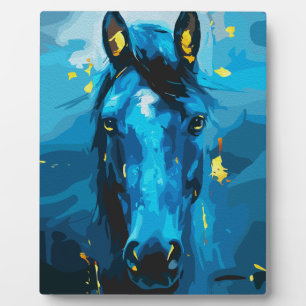 Plaque Photo Art du cheval bleu majestueux - Force et Élégance