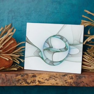 Plaque Photo Art fractal abstrait moderne bleu turquoise gris