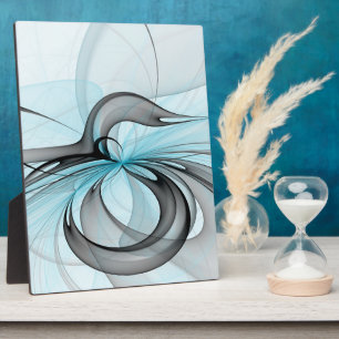 Plaque Photo Art fractal moderne gris anthracite abstrait bleu