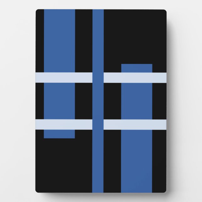 Plaque Photo Art Moderne Abstrait Lignes Bleu Noir (Devant)