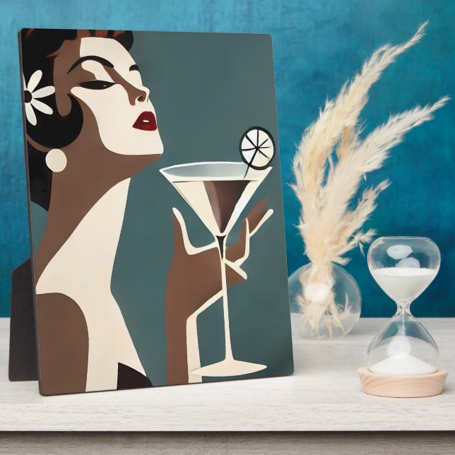 Plaque Photo Art Moderne du Milieu du Siècle La DIva Martini (Côté)