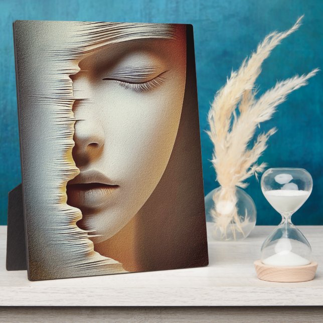 Plaque Photo Art mural du visage féminin abstrait – Texturé mod (Côté)