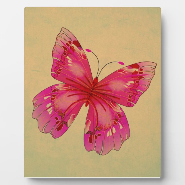 Plaque Photo Art papillon vintage rose (Devant)