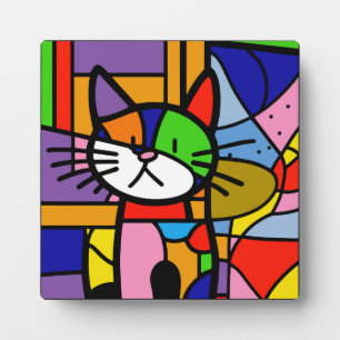 Plaque Photo Art Pop Design de chat Vibrant et Coulourd