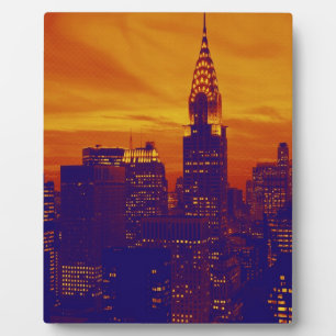 Plaque Photo Art pop orange bleu New York City
