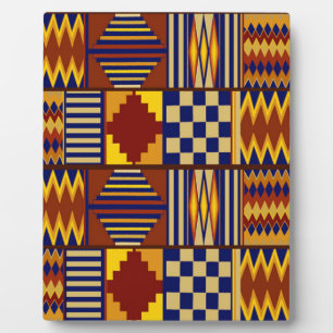 Plaque Photo Art populaire tribal - Rust Navy Jaune