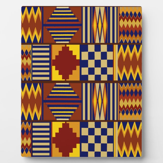 Plaque Photo Art populaire tribal - Rust Navy Jaune (Devant)