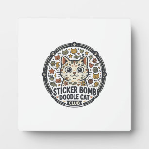 Plaque Photo Art vectoriel POD de chat gribouillé bombe autocol
