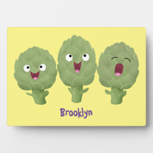 Plaque Photo Artichauts chantants mignons dessin animé végétal 