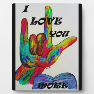 Plaque Photo ASL American Sign Language JE VOUS AIME PLUS