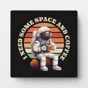Plaque Photo Astronaute buvant du café