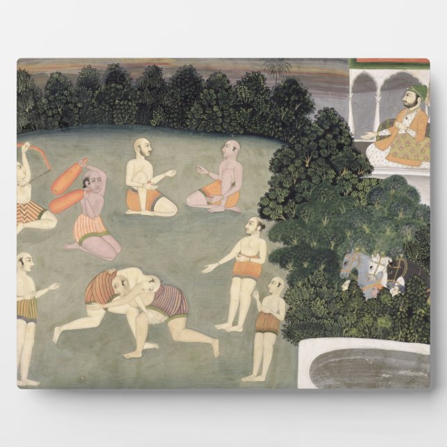 Plaque Photo Athlètes se produisent devant un noble assis, c.17 (Devant)