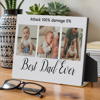 Plaque Photo Attack 100% dégâts 0% /Custom Funny Meilleur Papa