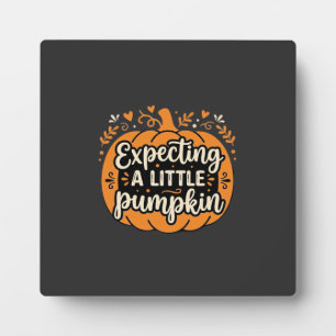 Plaque Photo Attendant un Petit Citrouille Halloween Grossesse 