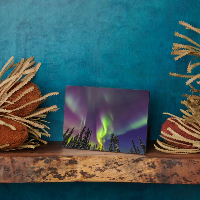 Plaque Photo Aurora Borealis | Fairbanks, Alaska (Côté)