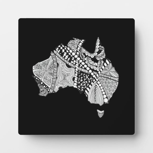 Plaque Photo Australie Carte Doodle Art (Devant)