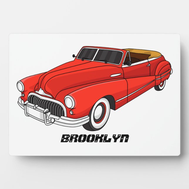 Plaque Photo Automobile classique rouge 1948 (Devant)