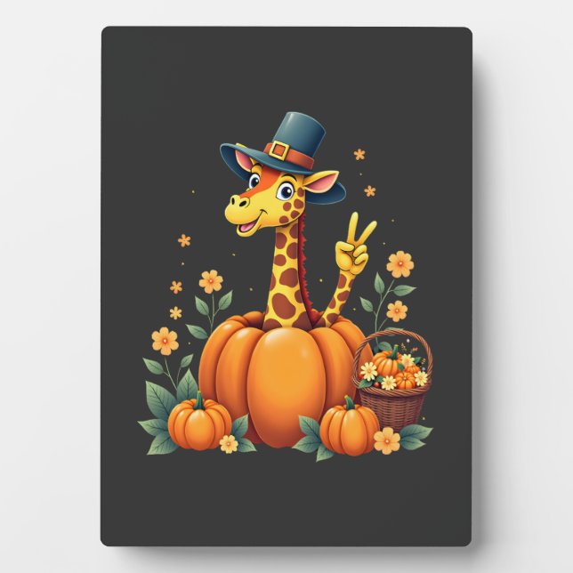 Plaque Photo Autumn Pumpkin Fall Giraffe Thanksgiving Womens Me (Devant)