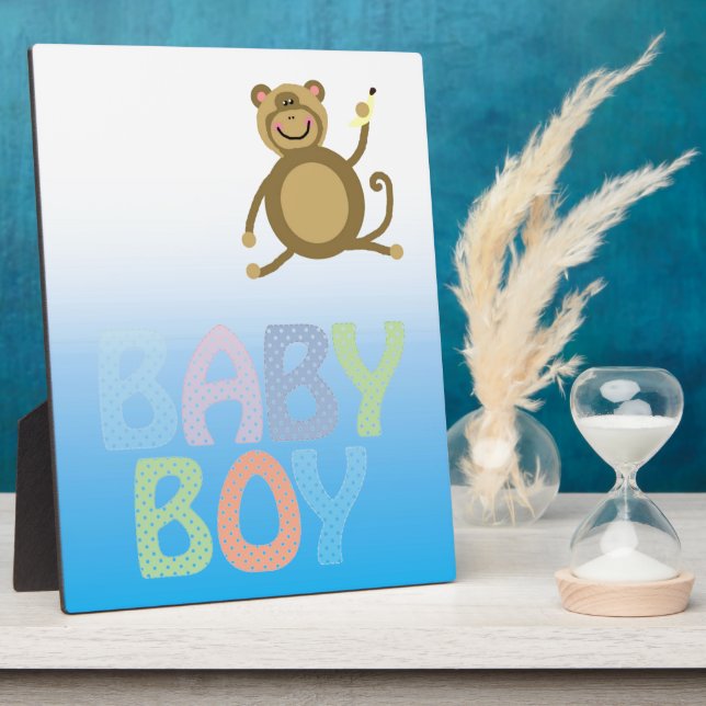 Plaque Photo Baby Boy Pale Bluie Deux Tons (Côté)