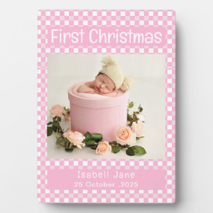 Plaque Photo Baby Girl First Christmas Photo Collage rose
