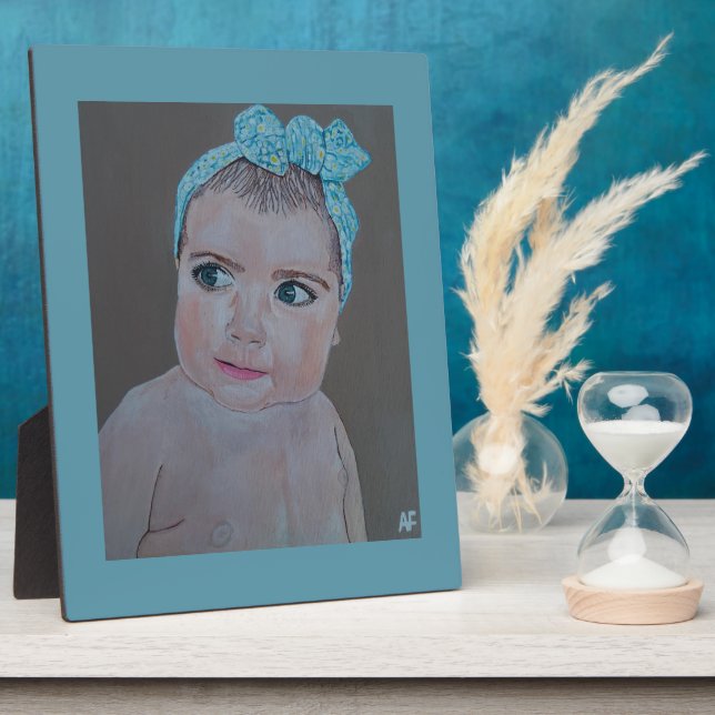 Plaque Photo Baby Portrait Painting by Alfred Fox (Côté)
