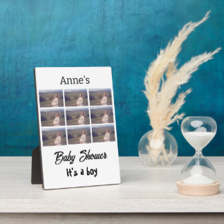 Plaque Photo Baby shower moderne personnalisé 9 Photo Collage