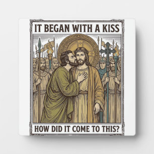 Plaque Photo Baiser de trahison biblique vintage