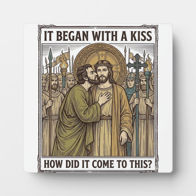 Plaque Photo Baiser de trahison biblique vintage (Devant)