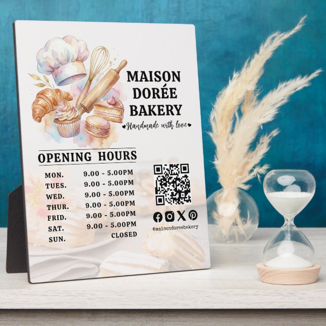 Plaque Photo Bakery Pastry Chef Baking Catering Opening Hours (Côté)