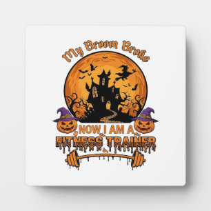 Plaque Photo Balai Casse Entraîneur de Fitness Halloween Sorciè