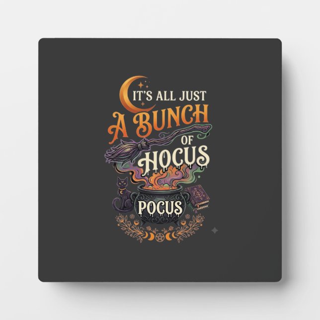 Plaque Photo Balai de sorcière Hocus Pocus Chat noir Chaudron m (Devant)