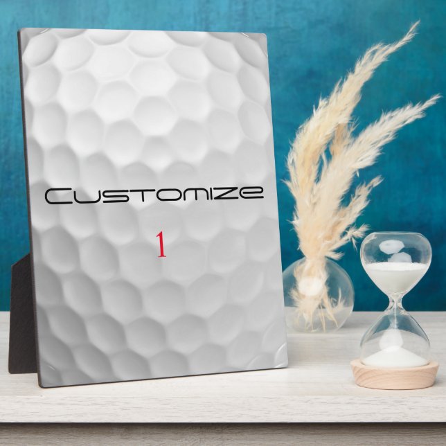 Plaque Photo Balle de golf blanche texturée avec nom et numéro  (Côté)